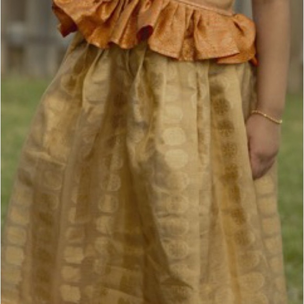 Indian Gold and orange parikini/lehenga set for girls
